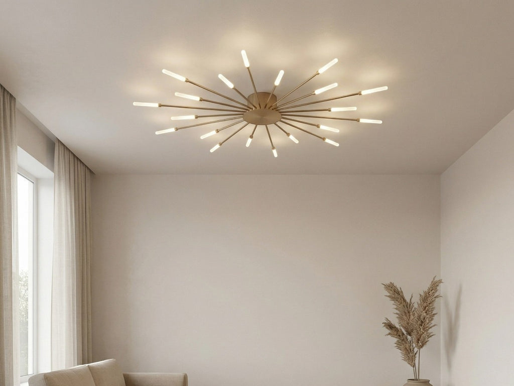 Lustre moderne salon plafonnier LED en étoile pissenlit
