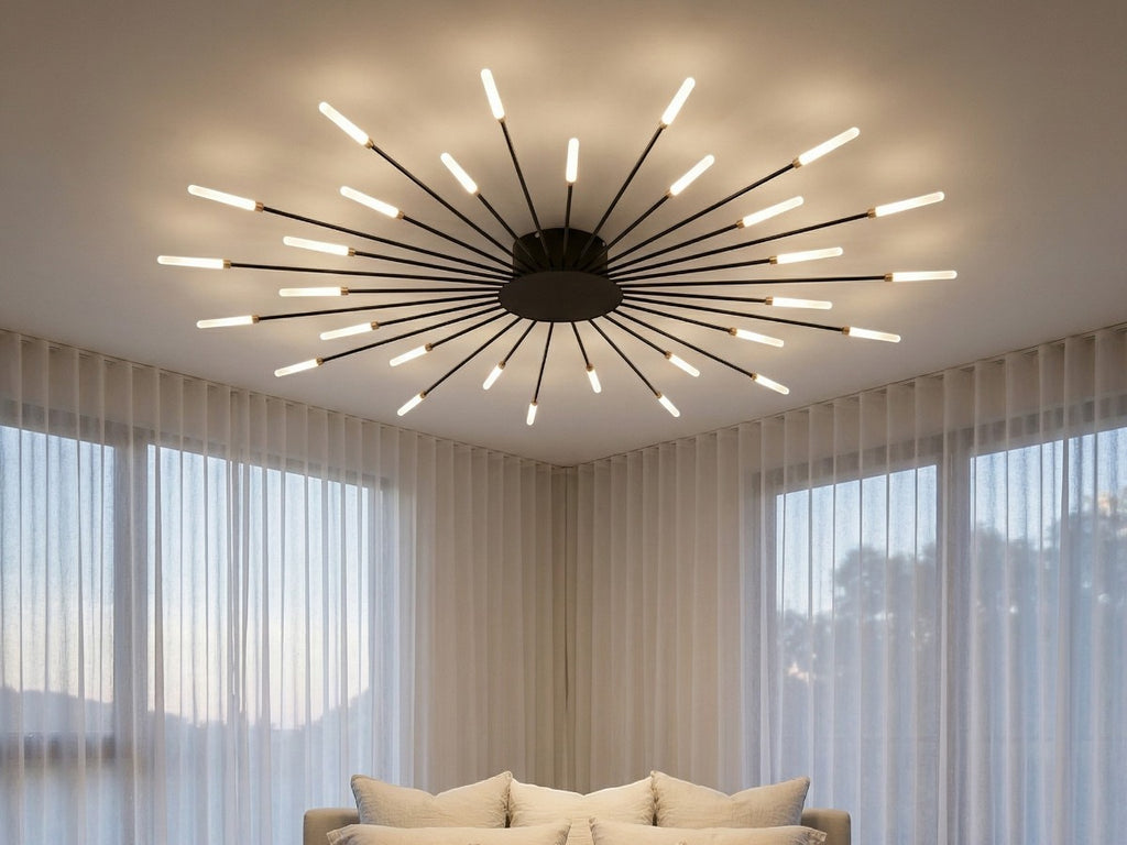 Lustre moderne salon plafonnier LED en étoile pissenlit, vue 2