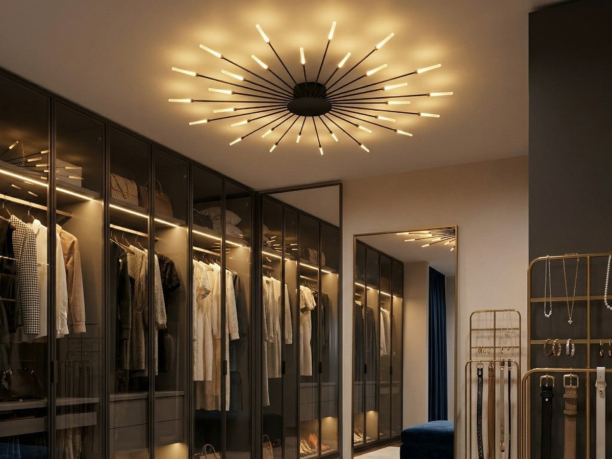 Lustre moderne salon plafonnier LED en étoile pissenlit, vue 3