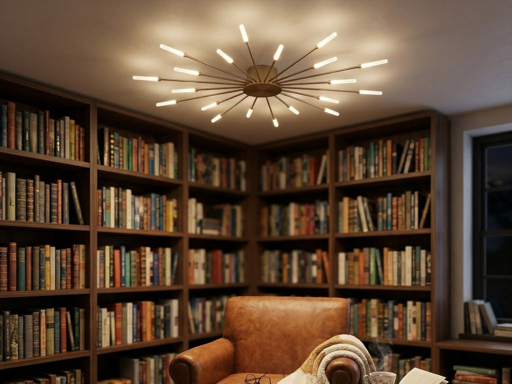 Lustre moderne salon plafonnier LED en étoile pissenlit, vue 4
