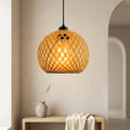 Lustre bohème boule en rotin et câble noir