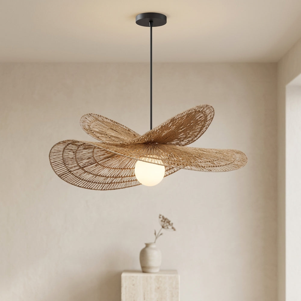 Lustre bohème à deux ailes en fibres tressées, vue 3