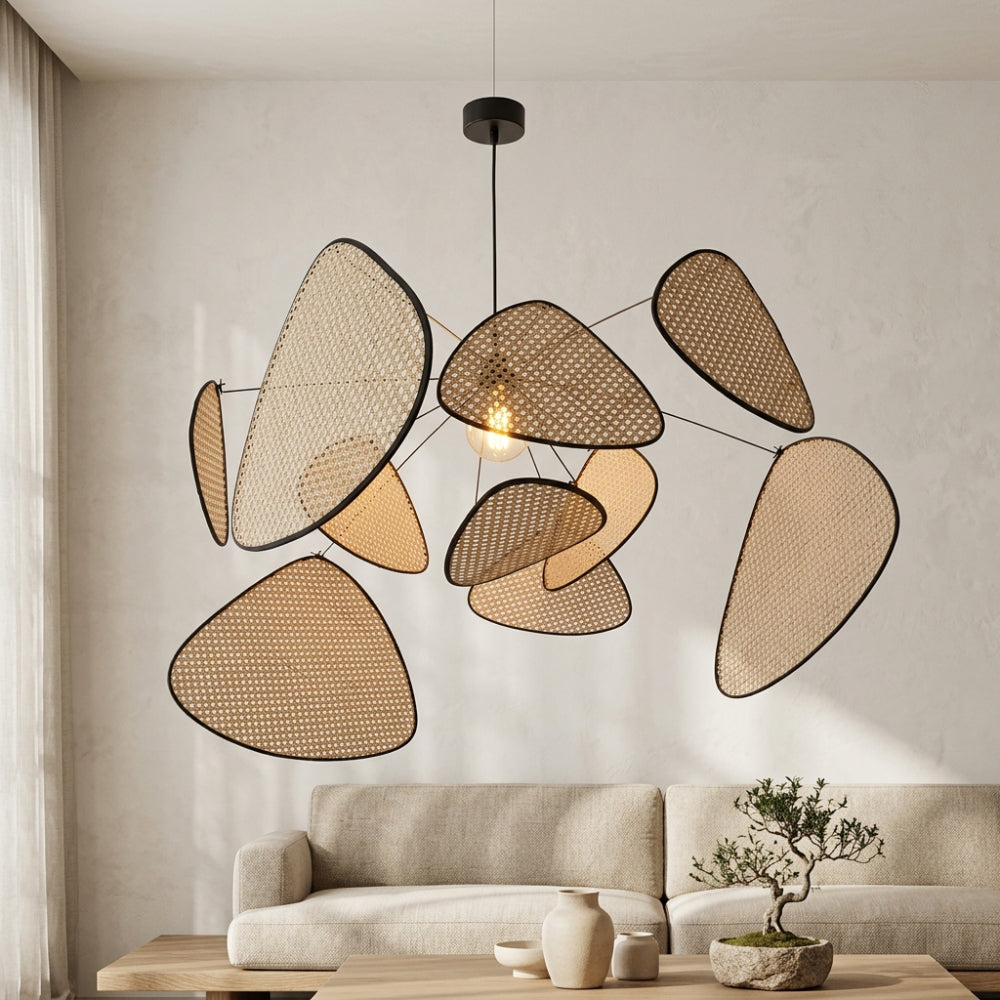 Lustre Bali mobile à huit panneaux en cannage, vue 4