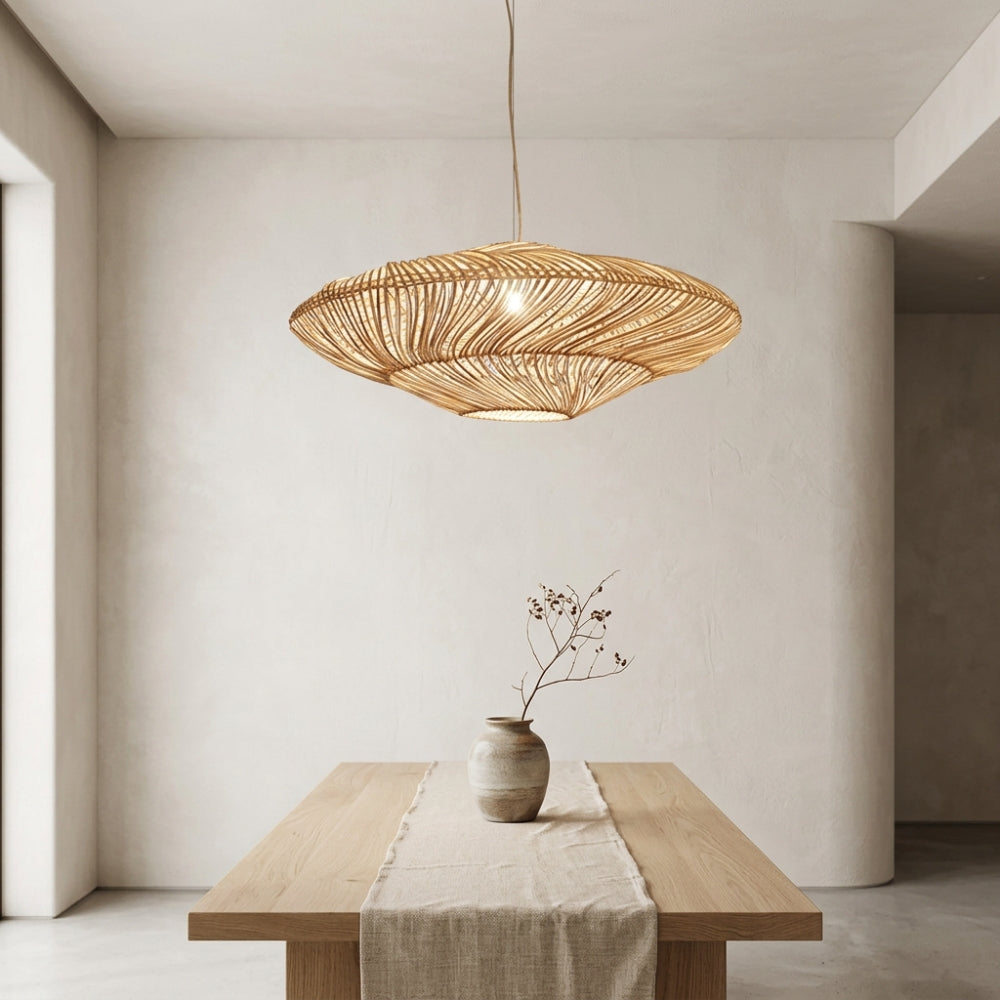 Lustre Bali ovale biconvexe en rotin, vue 3
