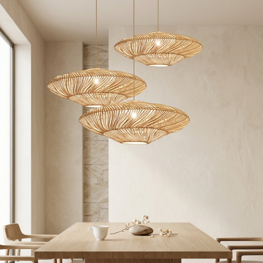 Lustre Bali ovale biconvexe en rotin, vue 4