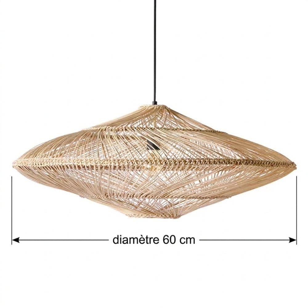 Lustre Bali ovale biconvexe en rotin, vue 5