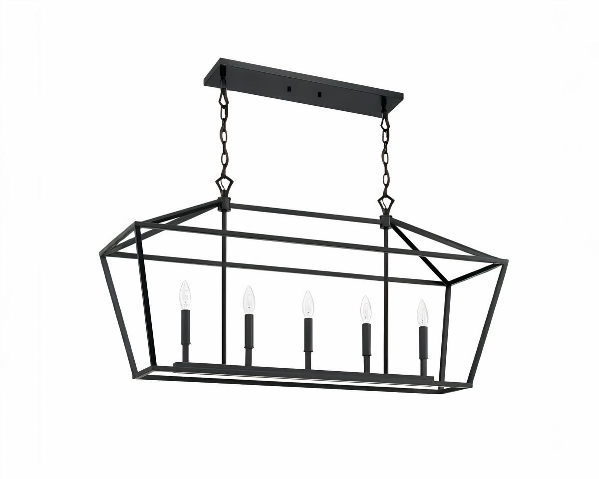 Lustre industriel cage rectangulaire noire de 100 cm