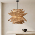 Lustre Bali en rotin à bandes ondulées