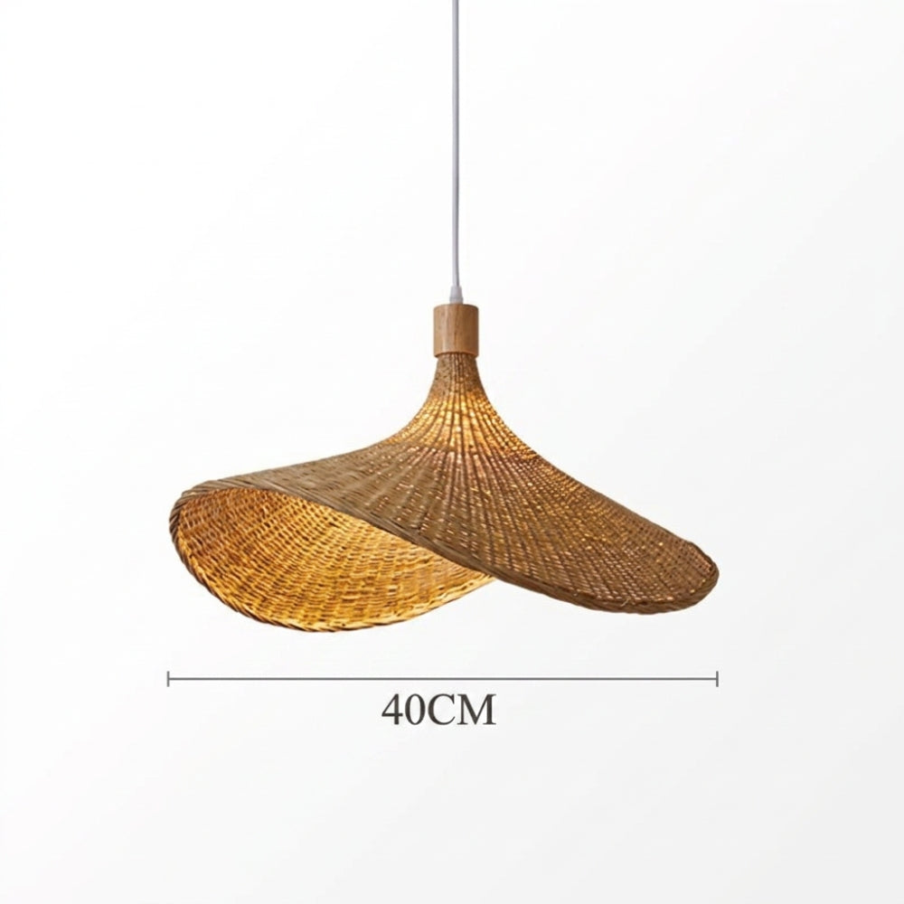 Grand lustre en rotin tressé forme chapeau, vue 6