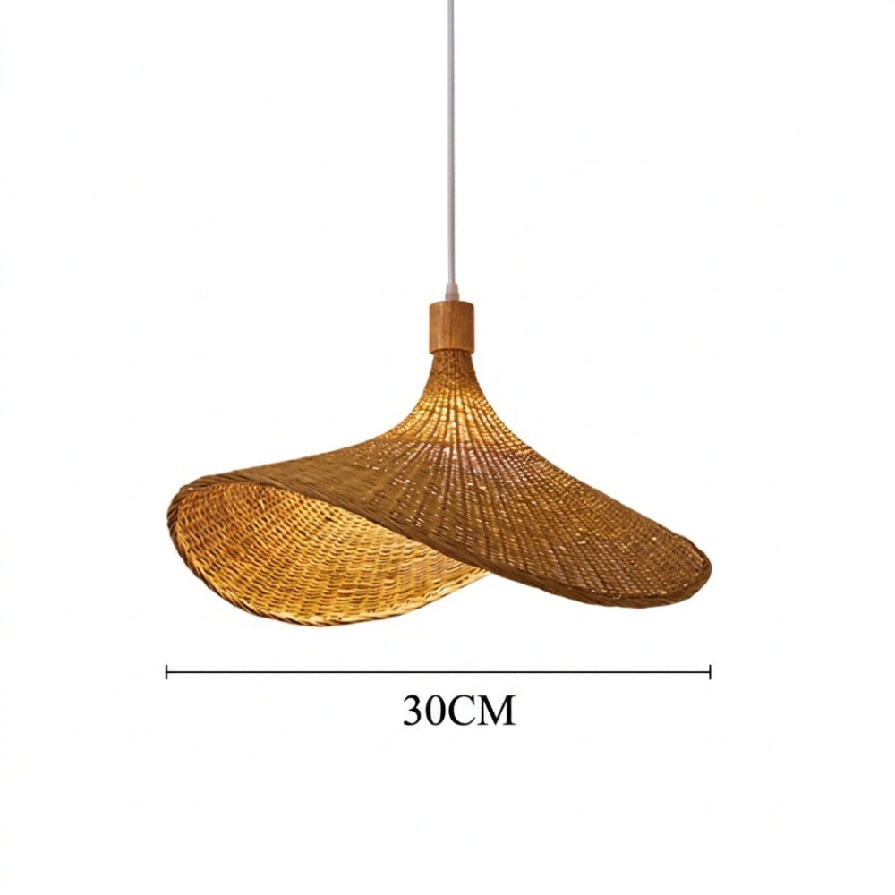 Grand lustre en rotin tressé forme chapeau, vue 7