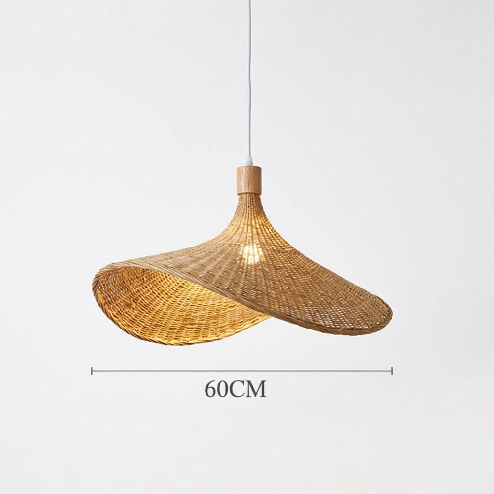 Grand lustre en rotin tressé forme chapeau, vue 8
