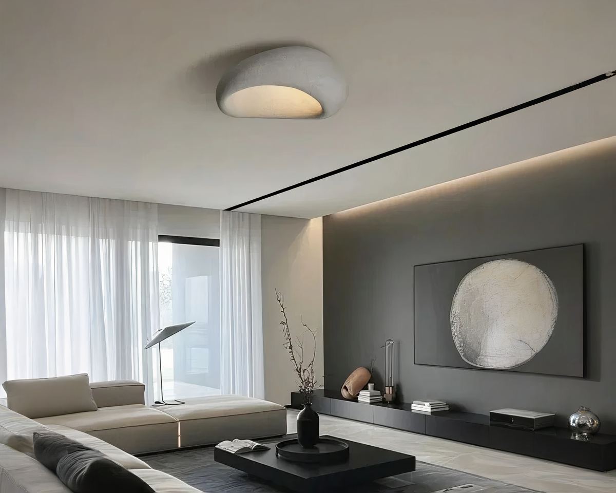 Lustre sans fil wabi-sabi en résine texturée, vue 3