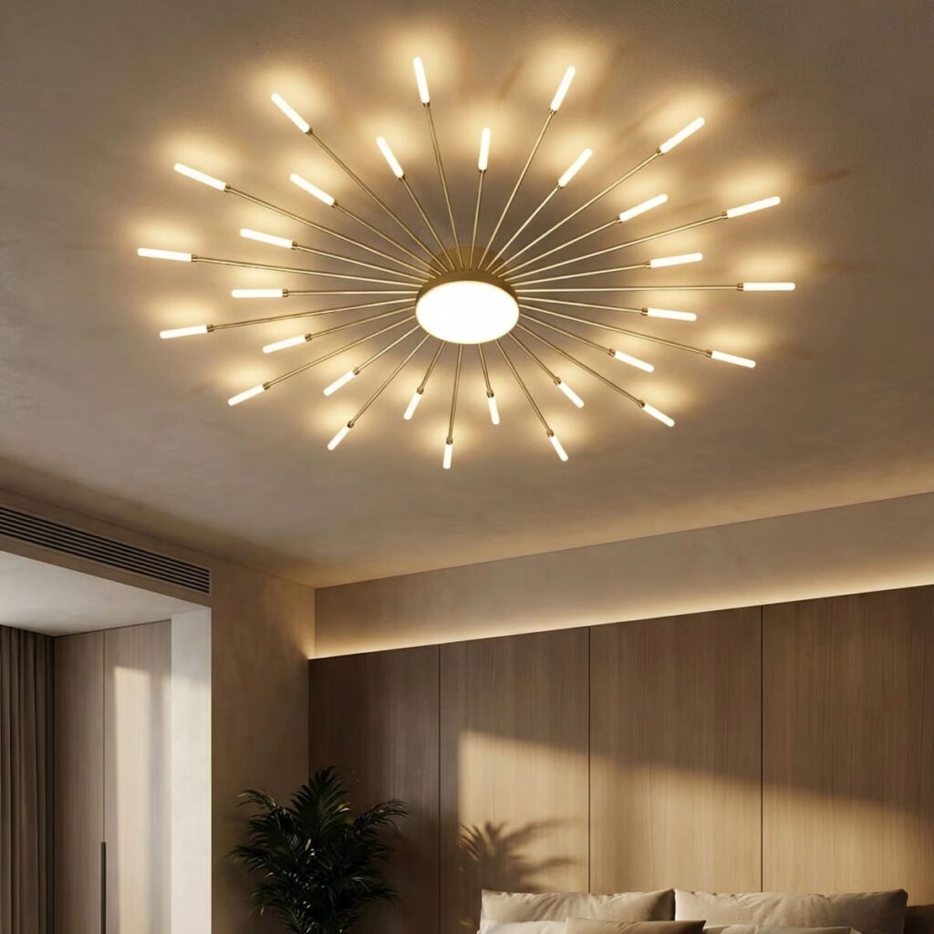 Lustre LED plafonnier rayonnant façon feu d'artifice, vue 2