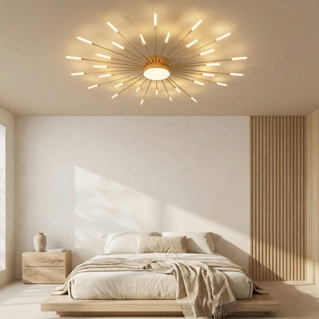 Lustre LED plafonnier rayonnant façon feu d'artifice, vue 3