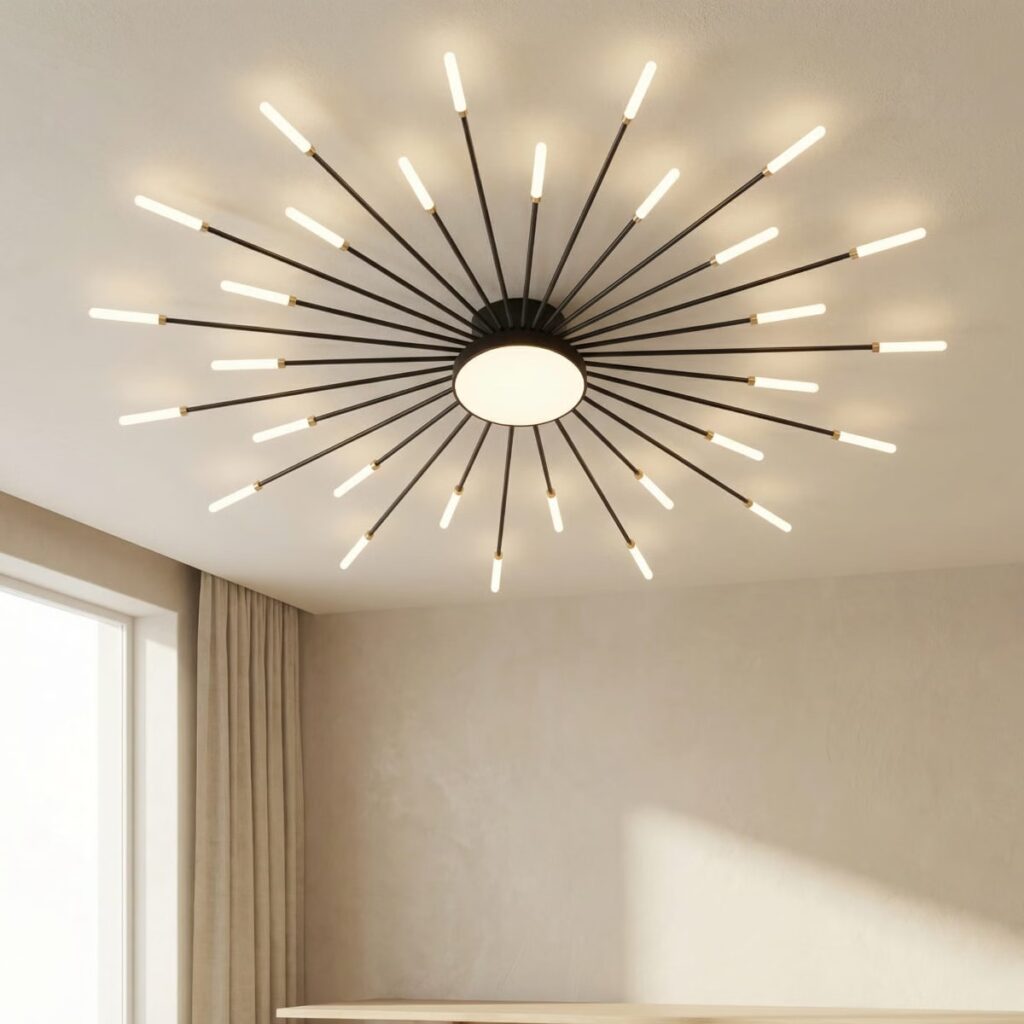 Lustre LED plafonnier rayonnant façon feu d'artifice, vue 4