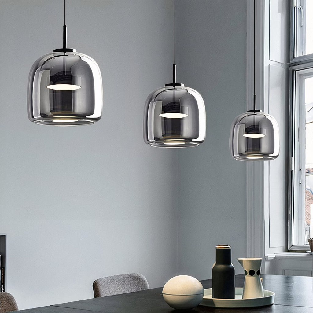 Lustre LED rond en verre fumé, doré ou noir, vue 5