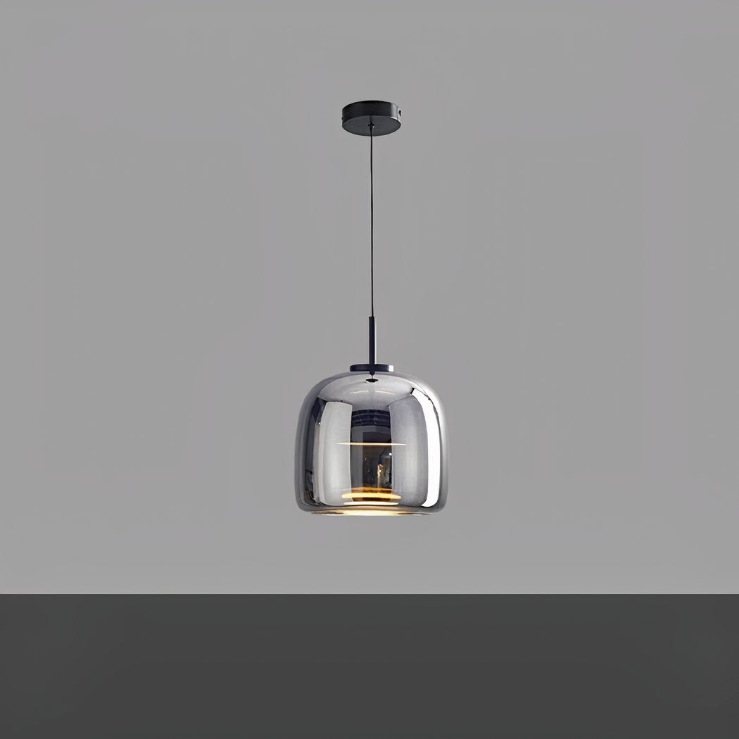 Lustre LED rond en verre fumé, doré ou noir, vue 6