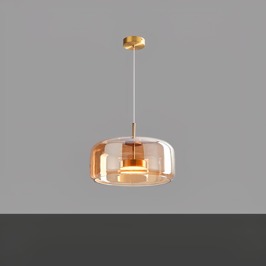 Lustre LED rond en verre fumé, doré ou noir, vue 7