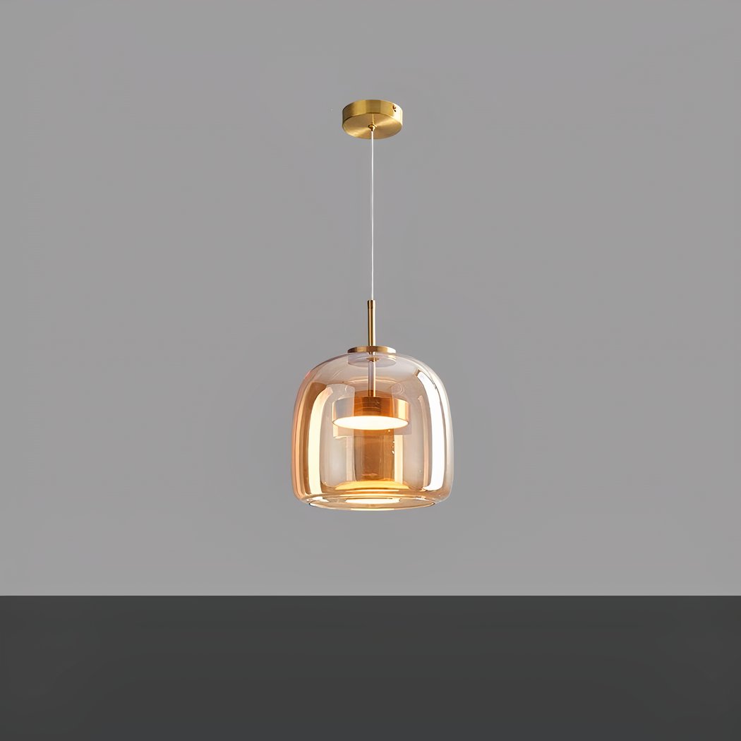 Lustre LED rond en verre fumé, doré ou noir, vue 8