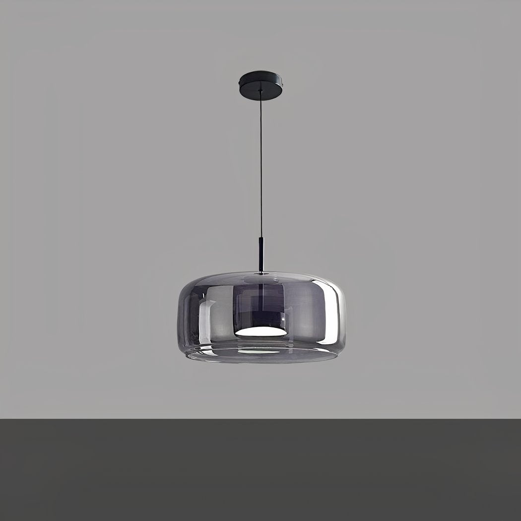 Lustre LED rond en verre fumé, doré ou noir, vue 9