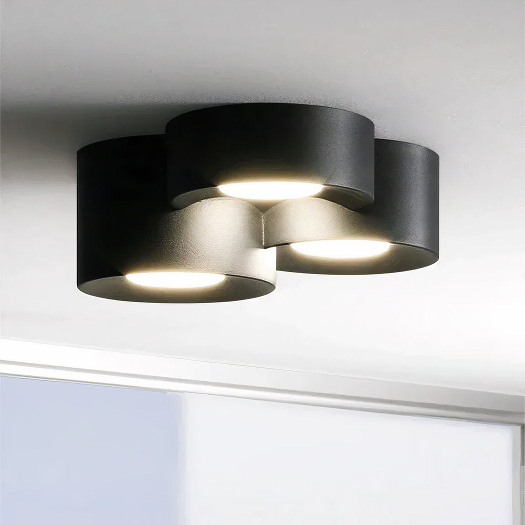 Lustre escalier plafonnier cylindre LED à 1, 2 ou 3 spots, vue 3