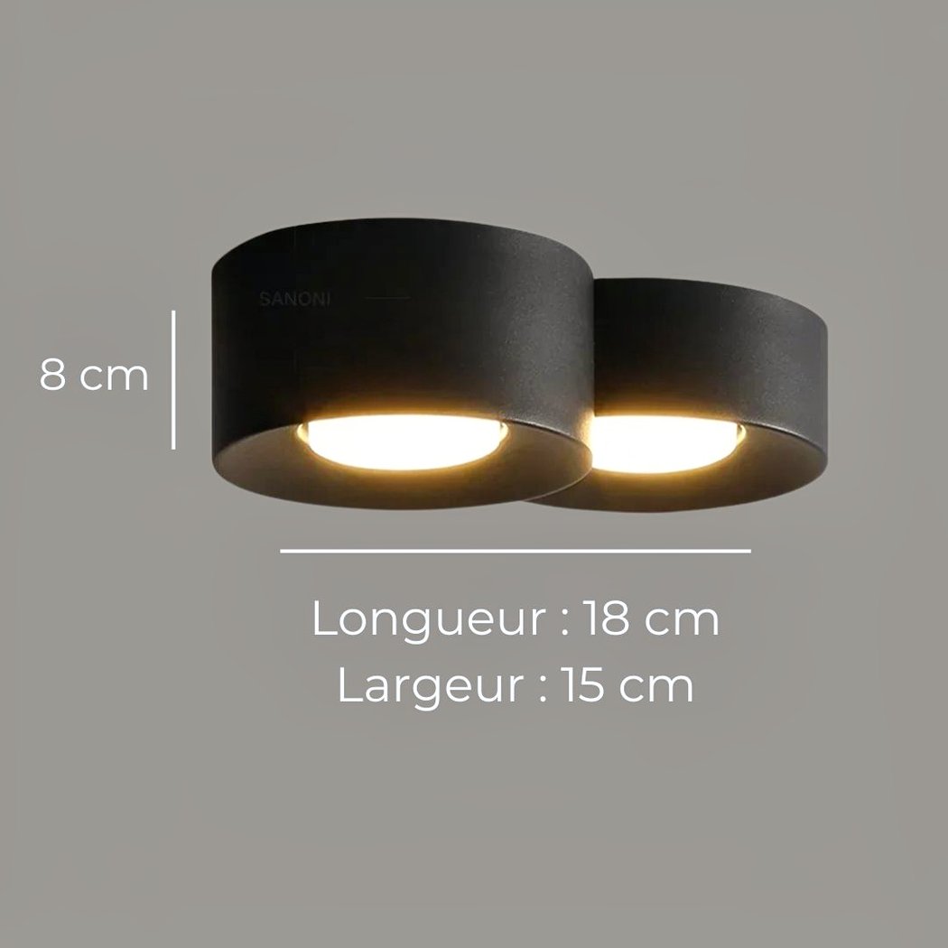 Lustre escalier plafonnier cylindre LED à 1, 2 ou 3 spots, vue 14