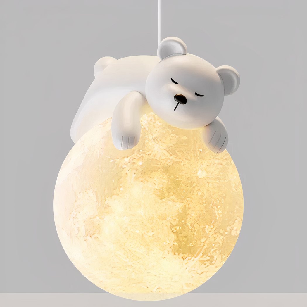 Lustre chambre enfant ourson et lune