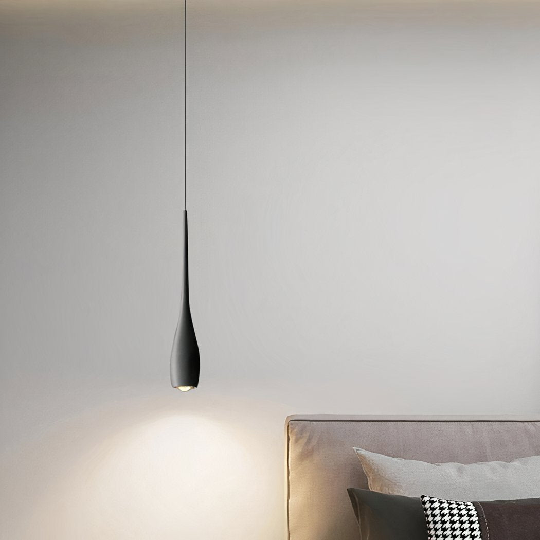 Lustre escalier goutte allongée en aluminium noir ou blanc, vue 2