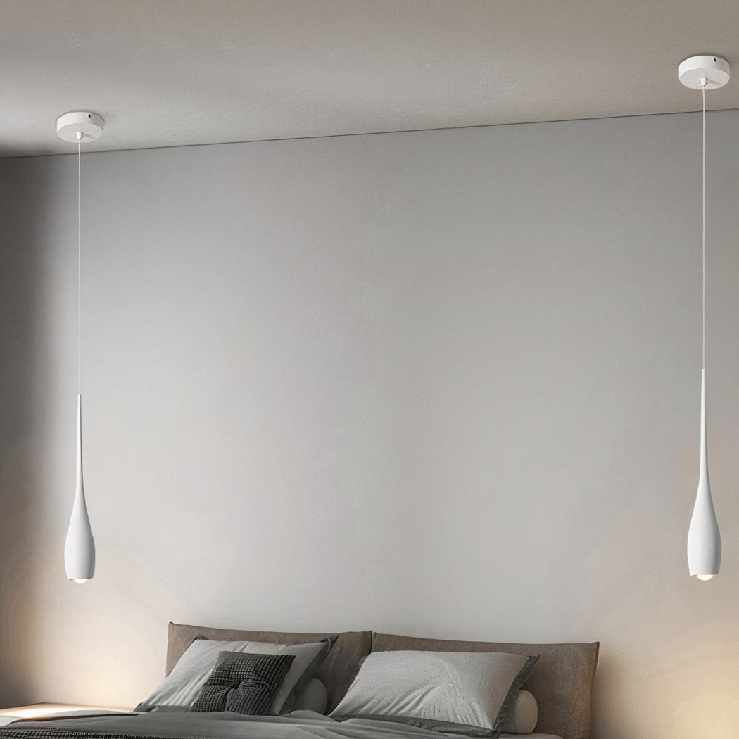 Lustre escalier goutte allongée en aluminium noir ou blanc, vue 4