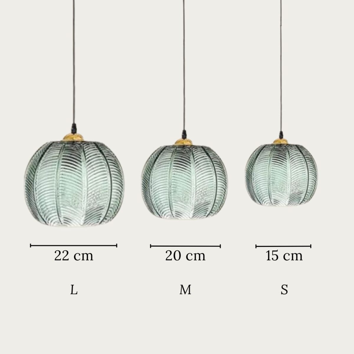 Lustre boule en verre nervuré vert jungle, vue 5
