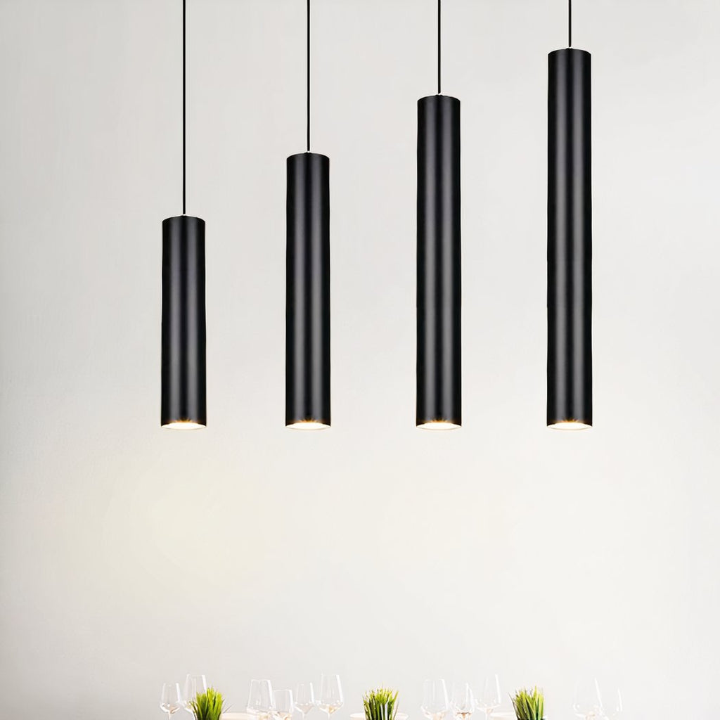 Lustre escalier tube vertical noir en aluminium