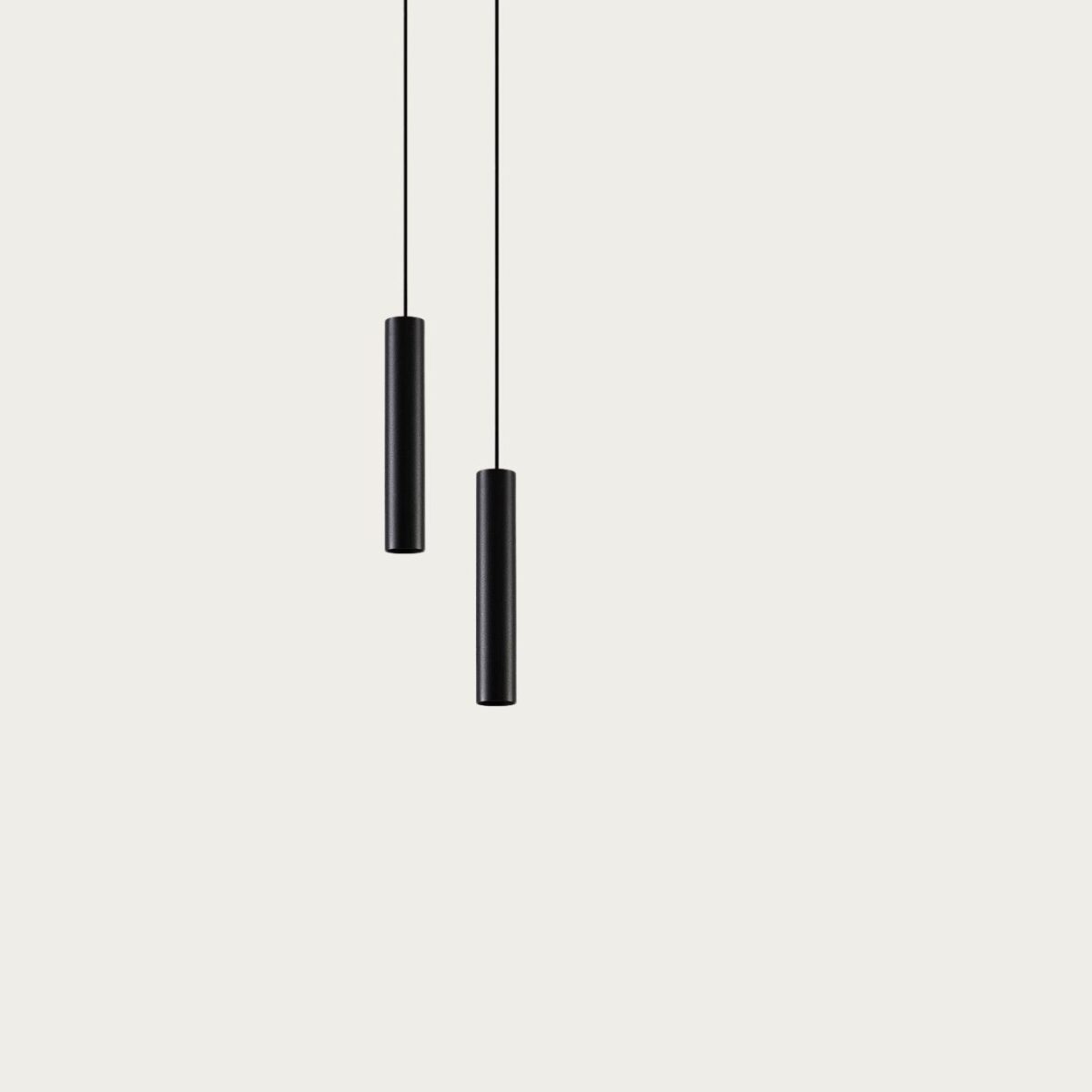 Lustre escalier tube vertical noir en aluminium, vue 6