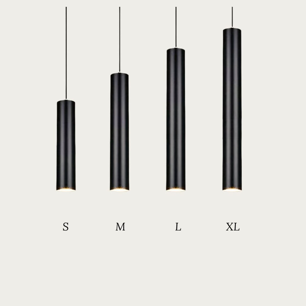 Lustre escalier tube vertical noir en aluminium, vue 10