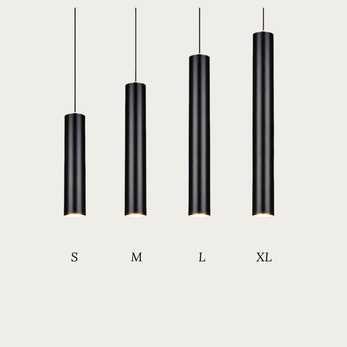 Lustre escalier tube vertical noir en aluminium, vue 10