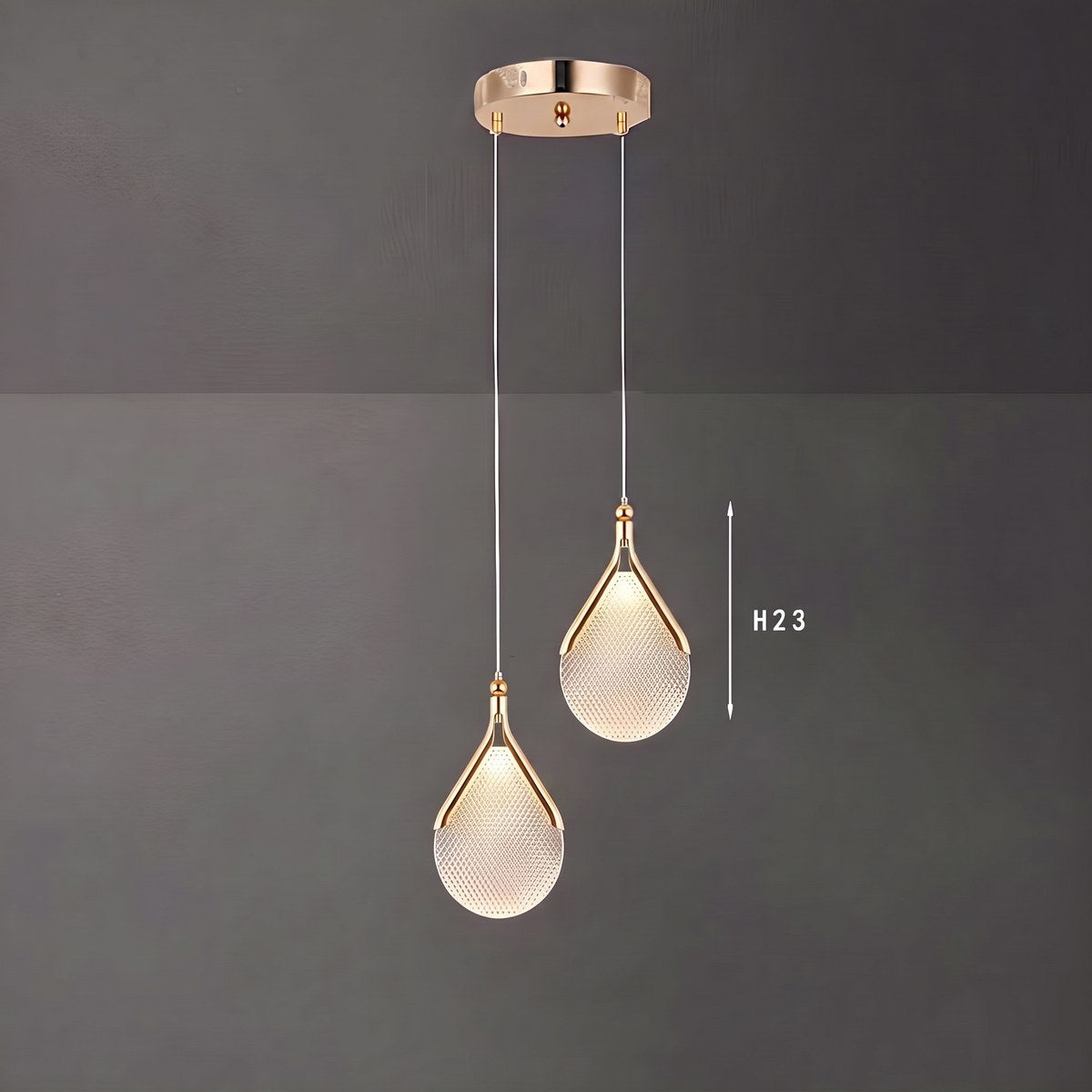 Lustre design goutte plate en acrylique taillé doré, vue 9