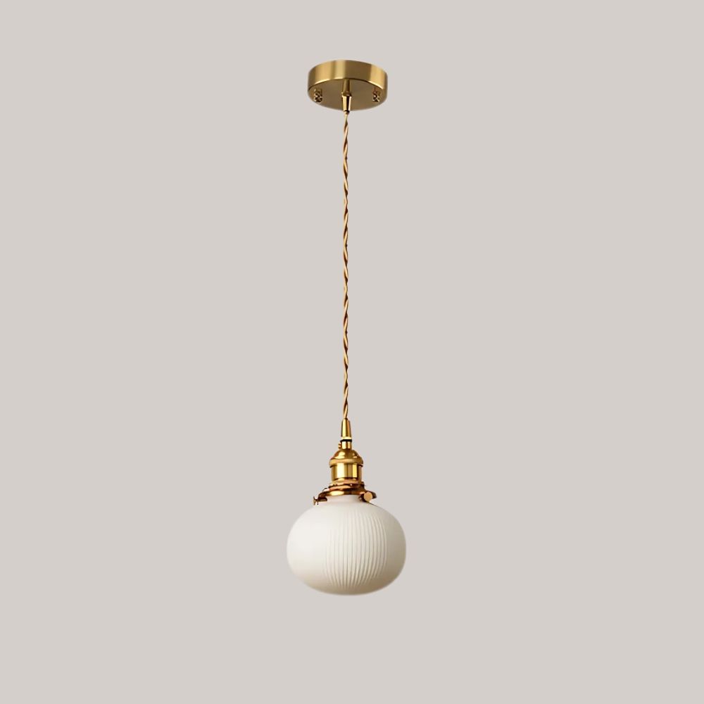 Lustre art déco en céramique blanche et laiton, vue 7