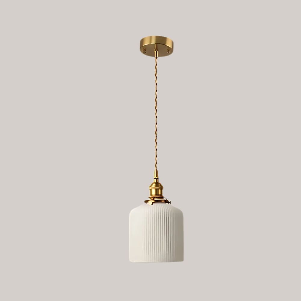 Lustre art déco en céramique blanche et laiton, vue 8