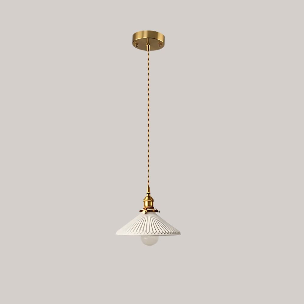 Lustre art déco en céramique blanche et laiton, vue 9