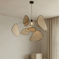 Lustre en rotin à pétales cannés cerclés de noir, vue 5