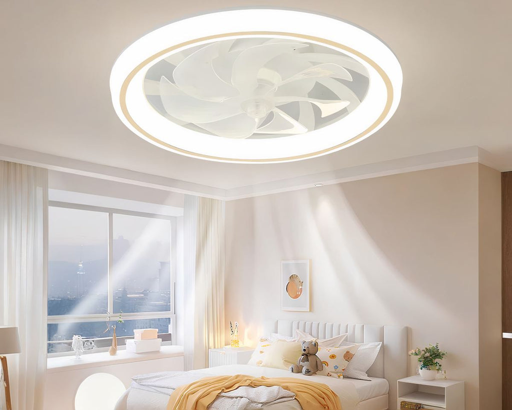Lustre ventilateur 48 cm cerclé d'un anneau lumineux