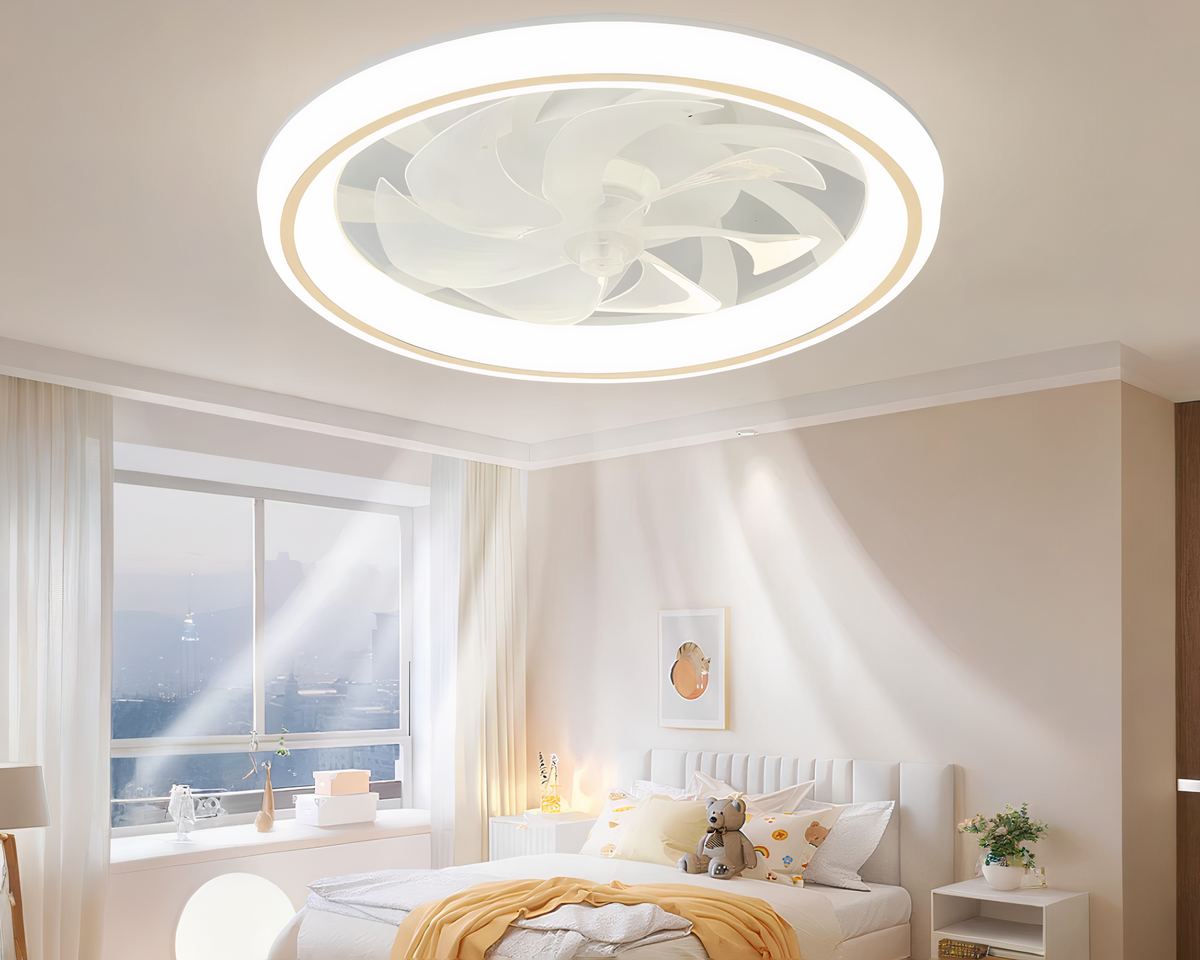 Lustre ventilateur 48 cm cerclé d'un anneau lumineux
