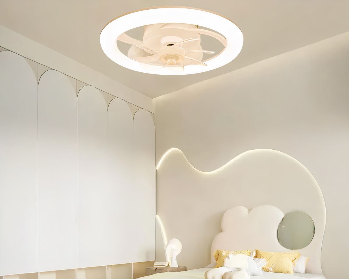 Lustre ventilateur 48 cm cerclé d'un anneau lumineux, vue 2