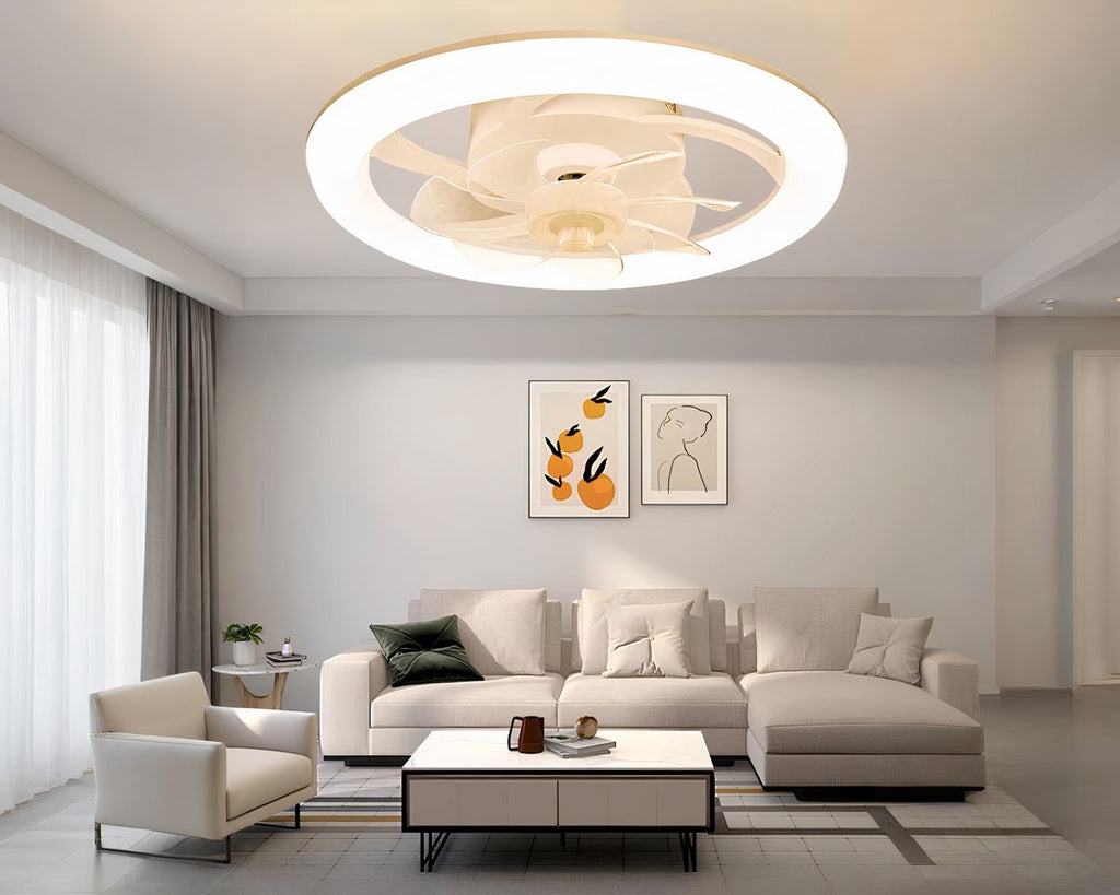 Lustre ventilateur 48 cm cerclé d'un anneau lumineux, vue 3