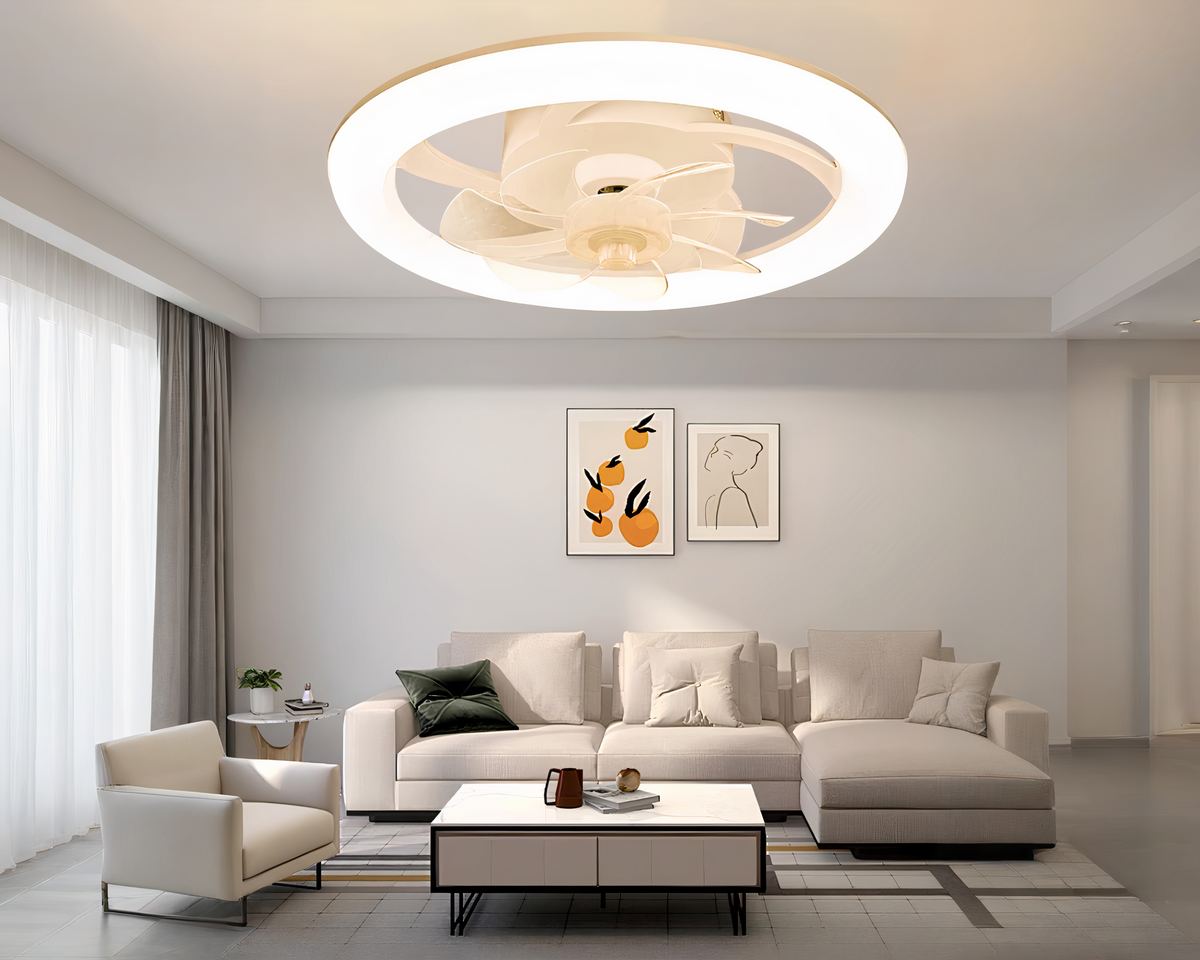 Lustre ventilateur 48 cm cerclé d'un anneau lumineux, vue 3