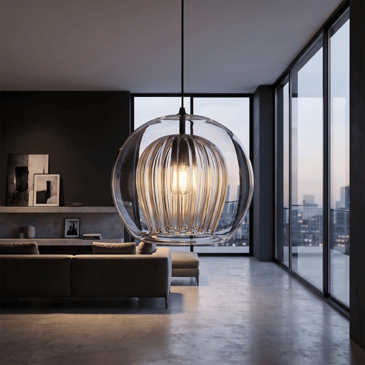 Lustre design suspension en verre soufflé à la main
