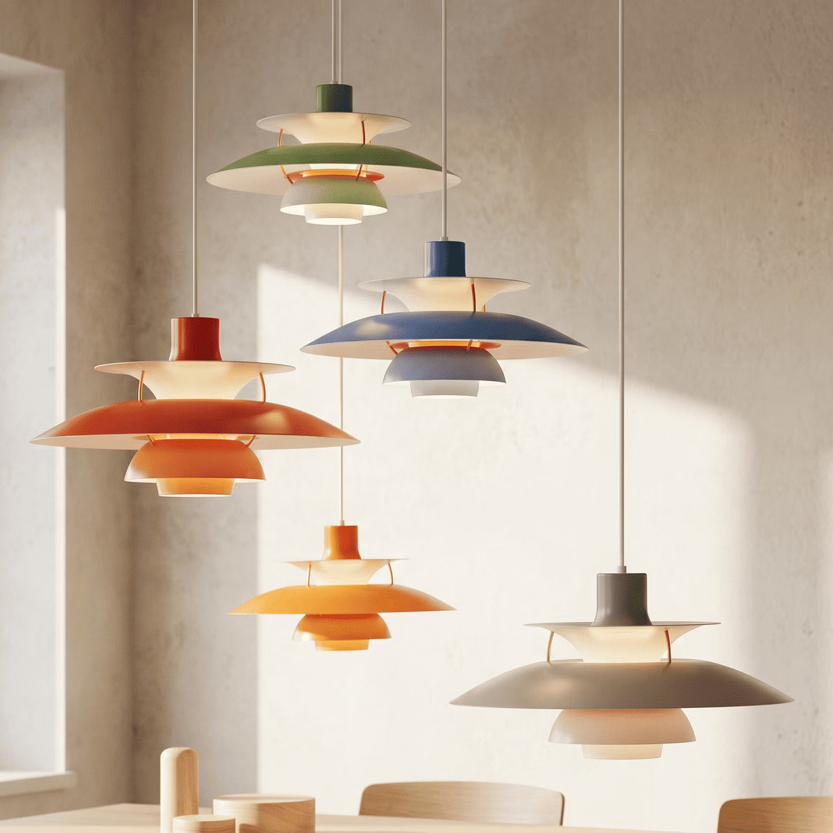 Lustre scandinave à abat-jour plat multicouches, vue 3