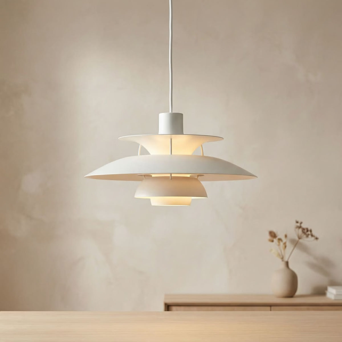 Lustre scandinave à abat-jour plat multicouches, vue 4