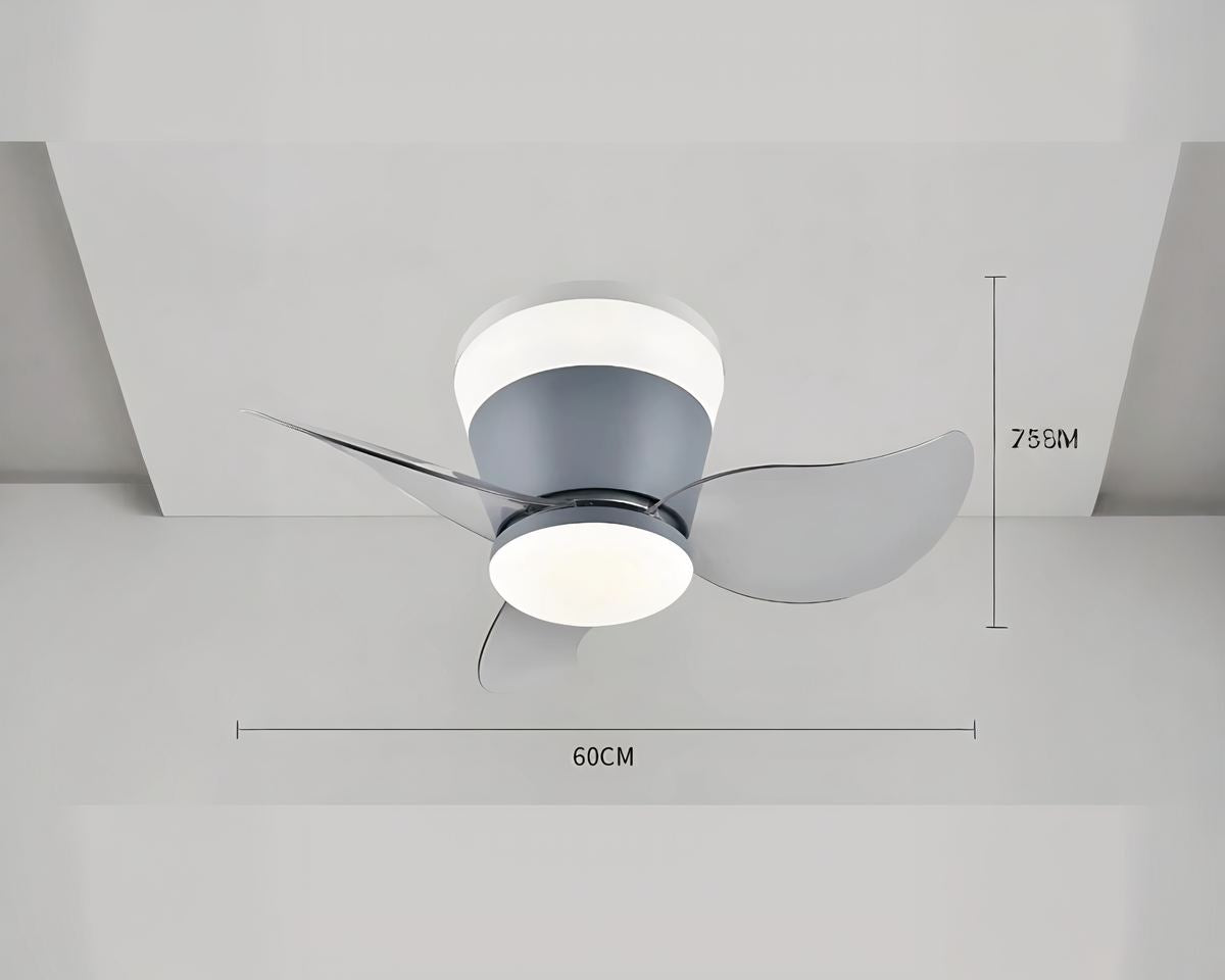 Lustre ventilateur à 3 pales et LED, blanc, doré ou gris, vue 2