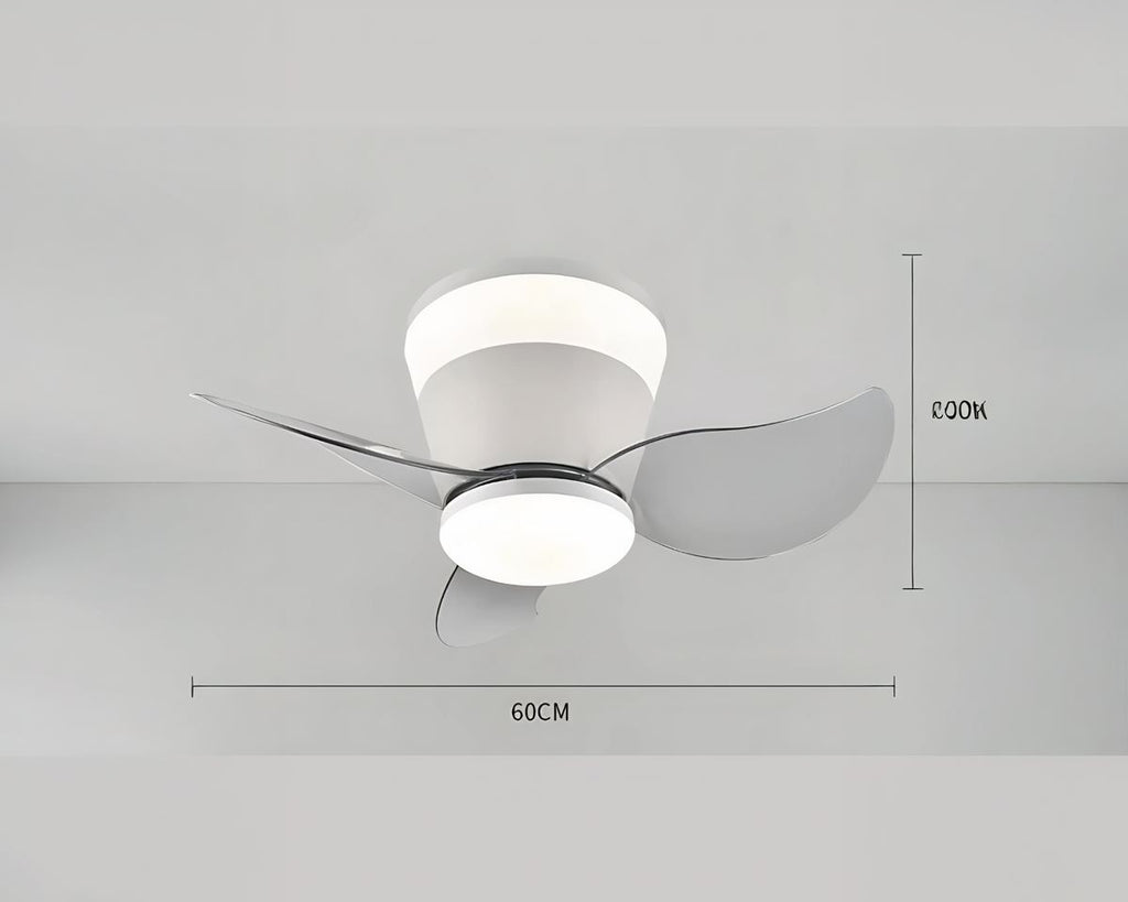 Lustre ventilateur à 3 pales et LED, blanc, doré ou gris, vue 3