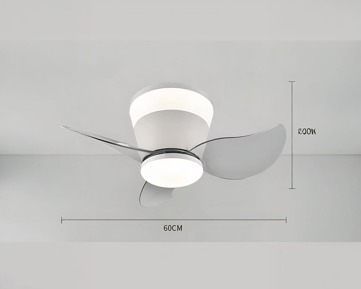 Lustre ventilateur à 3 pales et LED, blanc, doré ou gris, vue 3